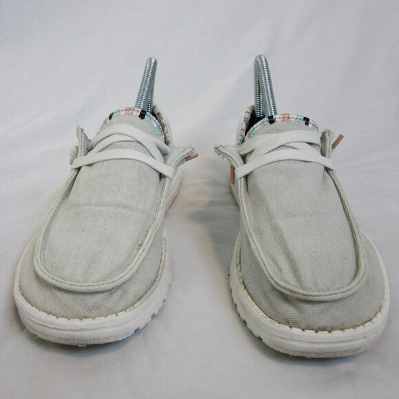 Hey Dude Wendy Boho Light Denim Slip On Loafers White Cream Women's 8 - Picture 2 of 7